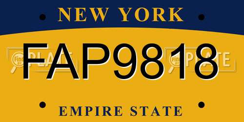 FAP9818 New York License Plate