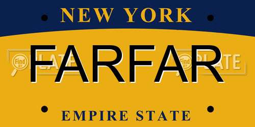 FARFAR New York License Plate
