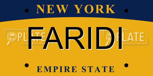 FARIDI New York License Plate