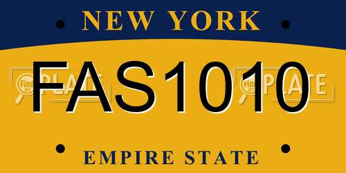 FAS1010 New York License Plate