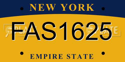FAS1625 New York License Plate