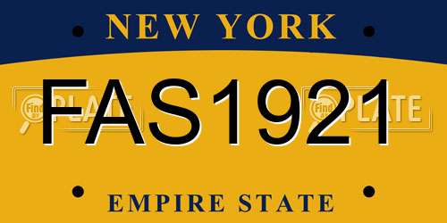 FAS1921 New York License Plate
