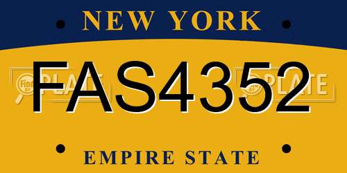 FAS4352 New York License Plate