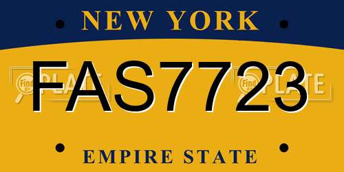 FAS7723 New York License Plate