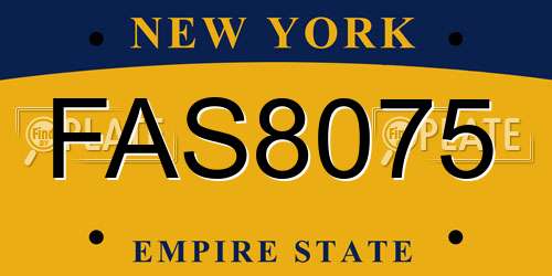 FAS8075 New York License Plate
