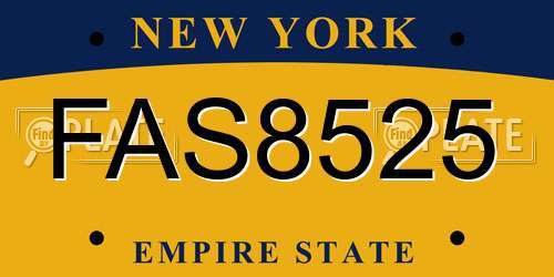 FAS8525 New York License Plate
