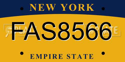 FAS8566 New York License Plate