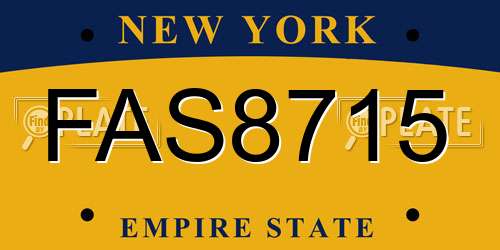 FAS8715 New York License Plate