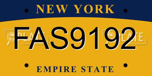FAS9192 New York License Plate