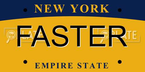 FASTER New York License Plate