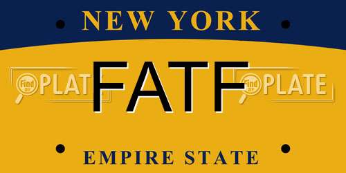 FATF New York License Plate