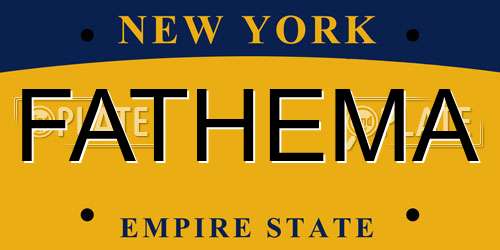FATHEMA New York License Plate