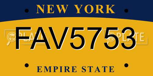 FAV5753 New York License Plate