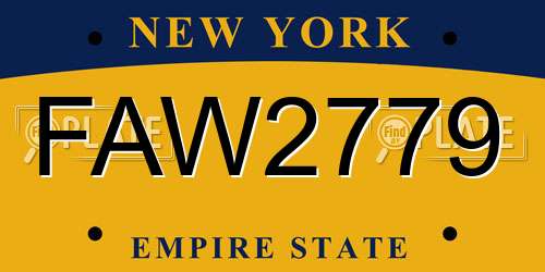 FAW2779 New York License Plate