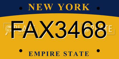 FAX3468 New York License Plate