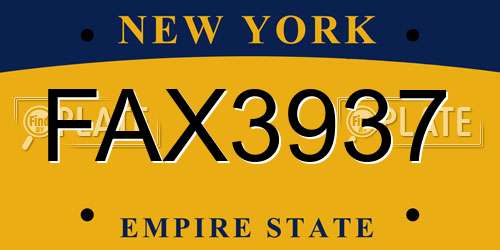 FAX3937 New York License Plate