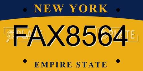 FAX8564 New York License Plate