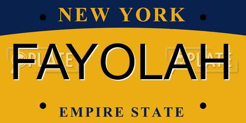 FAYOLAH New York License Plate