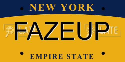 FAZEUP New York License Plate
