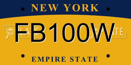 FB100W New York License Plate