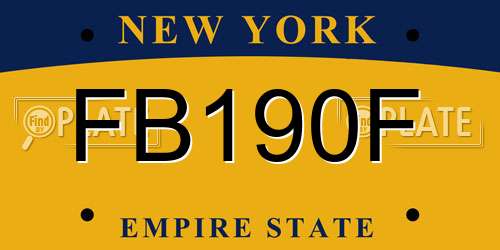 FB190F New York License Plate