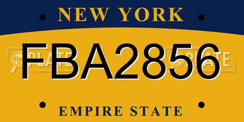 FBA2856 New York License Plate