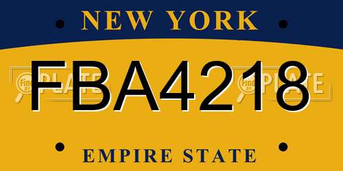 FBA4218 New York License Plate