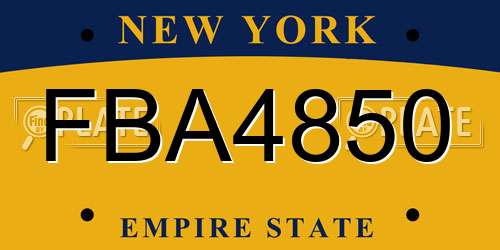 FBA4850 New York License Plate