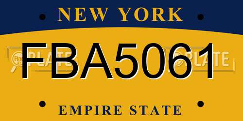 FBA5061 New York License Plate
