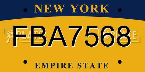 FBA7568 New York License Plate