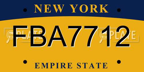 FBA7712 New York License Plate
