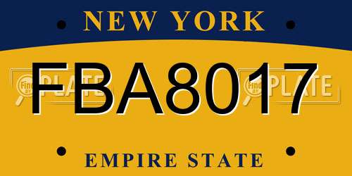 FBA8017 New York License Plate