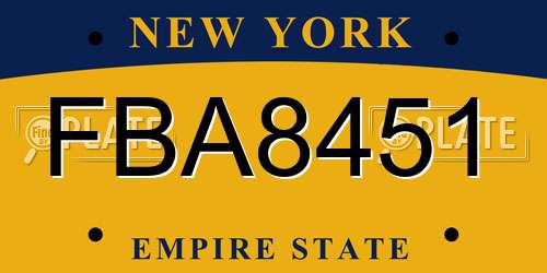 FBA8451 New York License Plate