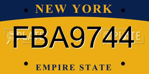 FBA9744 New York License Plate