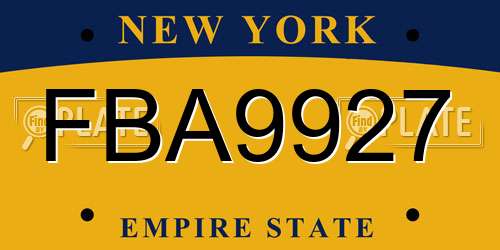 FBA9927 New York License Plate