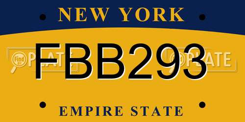 FBB293 New York License Plate