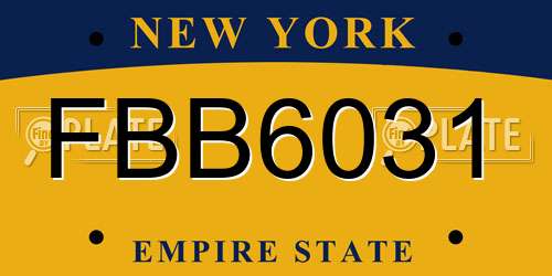 FBB6031 New York License Plate