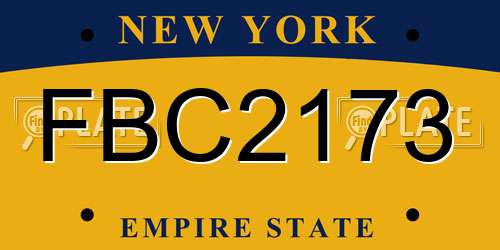 FBC2173 New York License Plate