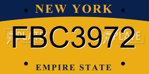 FBC3972 New York License Plate