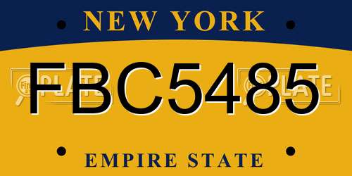 FBC5485 New York License Plate