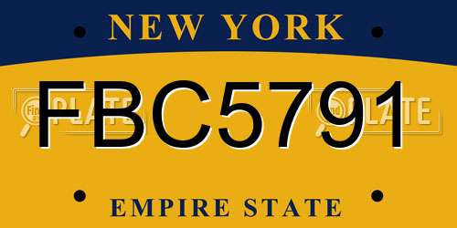 FBC5791 New York License Plate