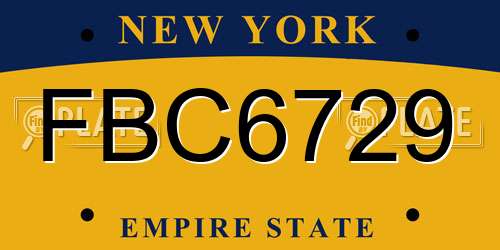 FBC6729 New York License Plate