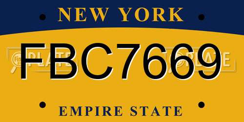 FBC7669 New York License Plate