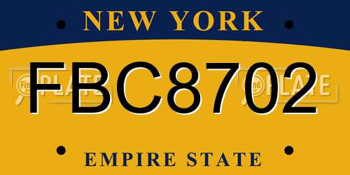 FBC8702 New York License Plate