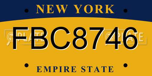 FBC8746 New York License Plate