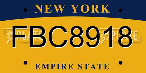 FBC8918 New York License Plate