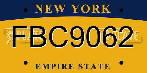 FBC9062 New York License Plate