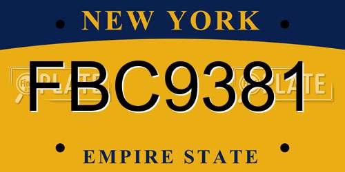 FBC9381 New York License Plate