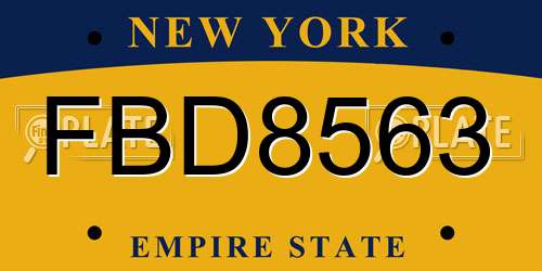 FBD8563 New York License Plate