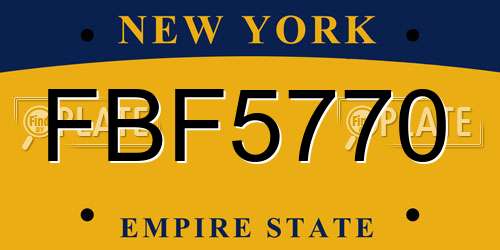 FBF5770 New York License Plate